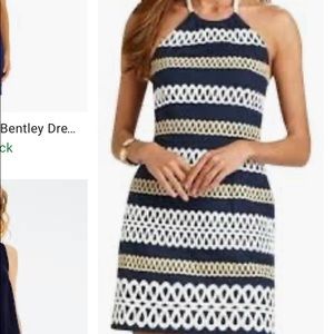 Lilly Pulitzer Navy, Gold ans White Halter Dress
